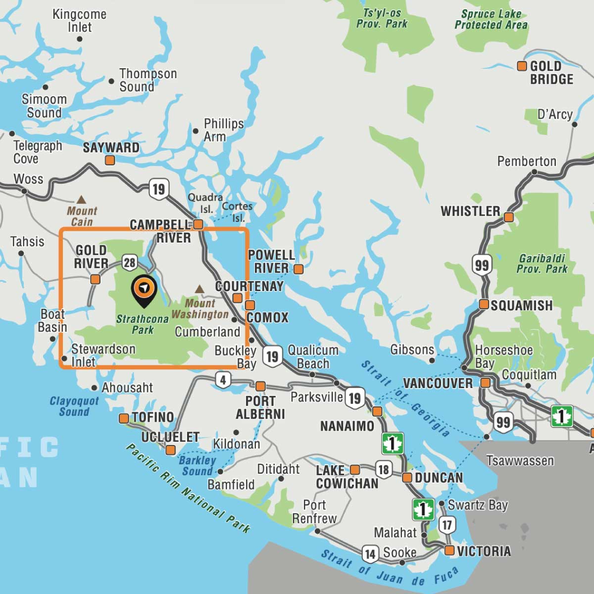 Strathcona Provincial Park BC - Park Map