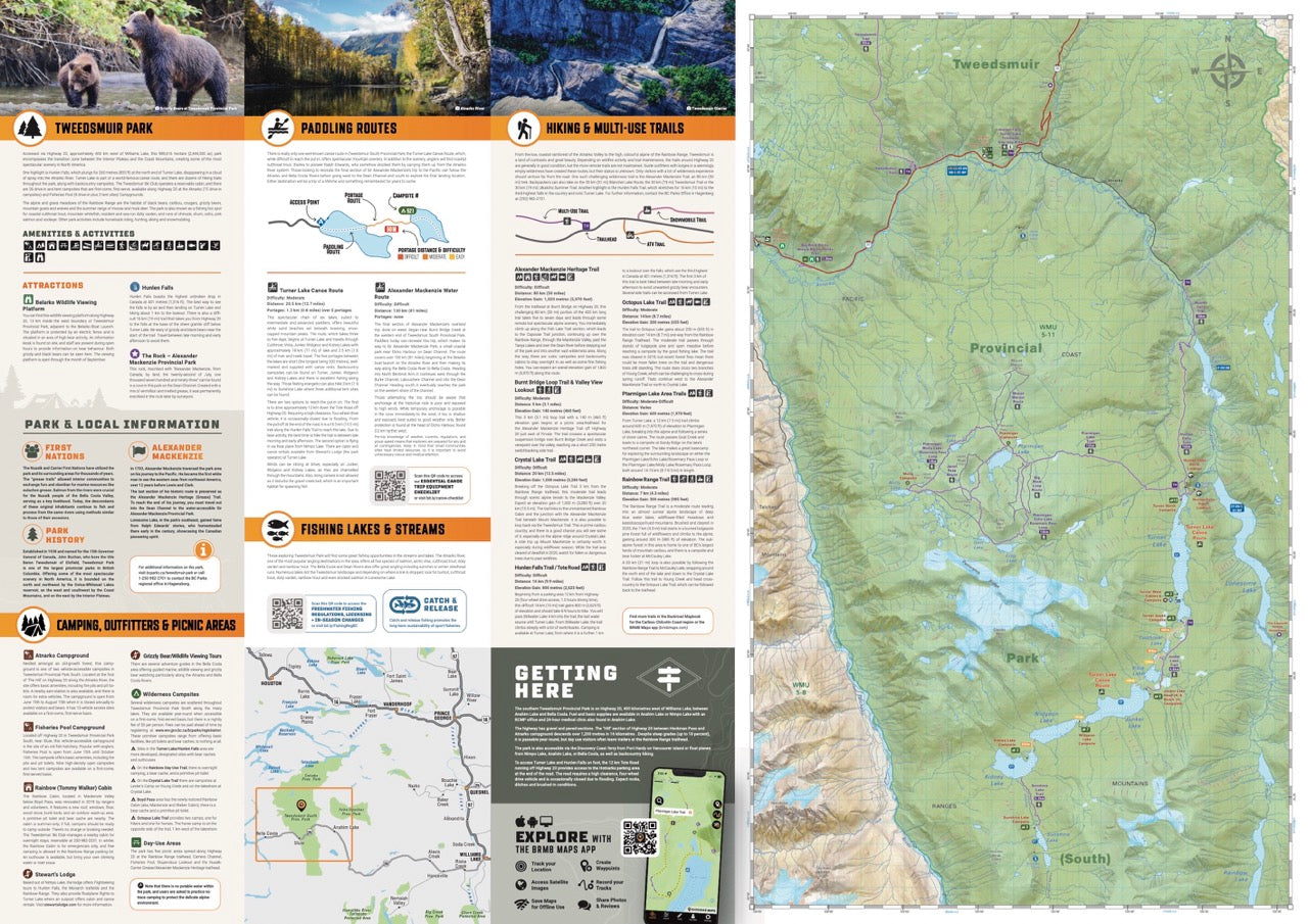 Tweedsmuir Park - Alexander Mackenzie Heritage Trail BC - Park Map
