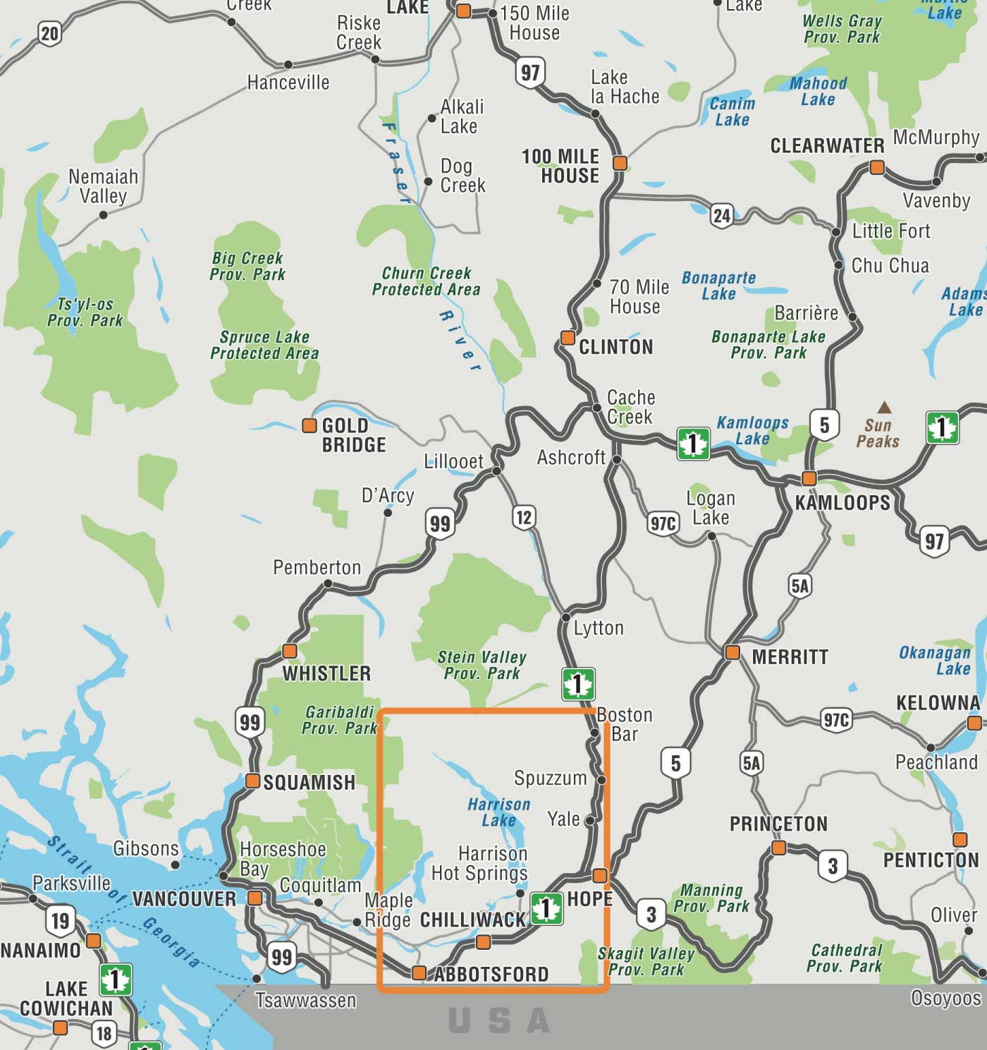 Harrison River Valley BC - Destination Map