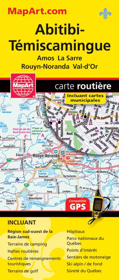 Abitibi-Témiscamingue (QC) Road Map - French -  MapArt