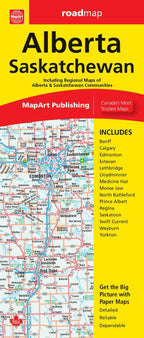 Alberta & Saskatchewan Road Map -  MapArt