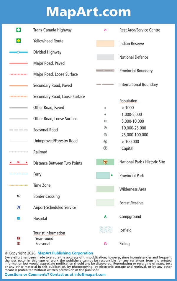 British Columbia & Alberta Road Map -  MapArt