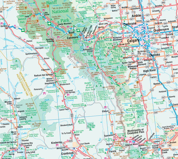 British Columbia & Alberta Road Map -  MapArt