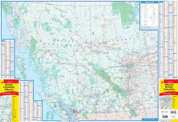British Columbia & Alberta Road Map -  MapArt