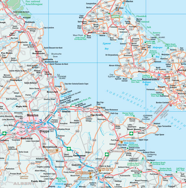 Atlantic Canada Road Map -  MapArt