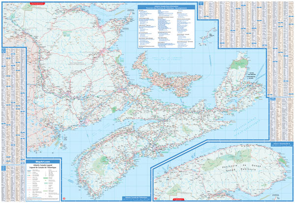 Atlantic Canada Road Map -  MapArt