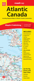 Atlantic Canada Road Map -  MapArt