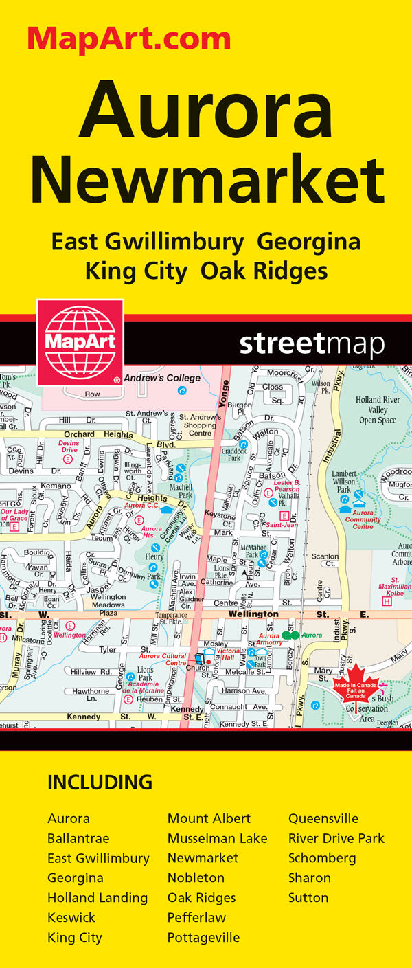 Aurora & Newmarket (ON) Street Map -  MapArt