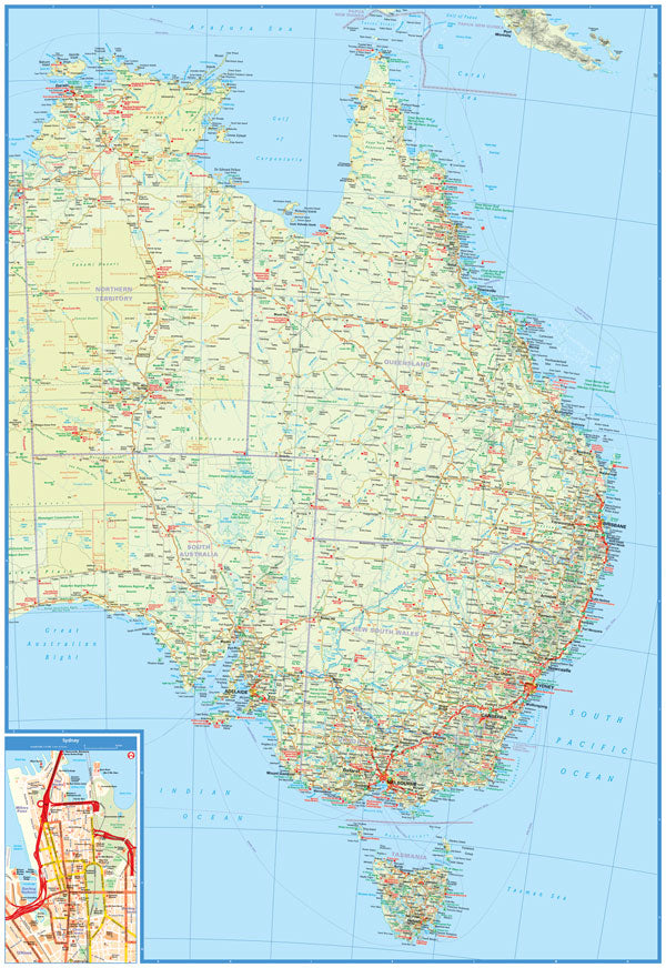 Australia Deluxe Road Map -  MapArt