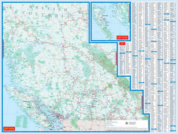 British Columbia Alberta Road Map Fast Track - Laminated -  MapArt
