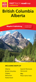 British Columbia Alberta Road Map Fast Track - Laminated -  MapArt
