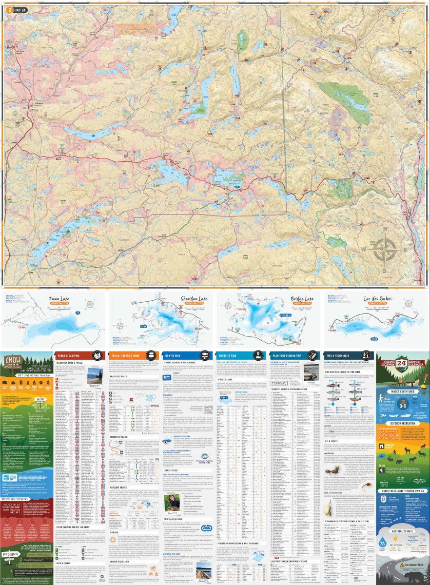 BC Fishing Highway 24 and The Land of Hidden Waters - Recreation Map - Backroad Maps