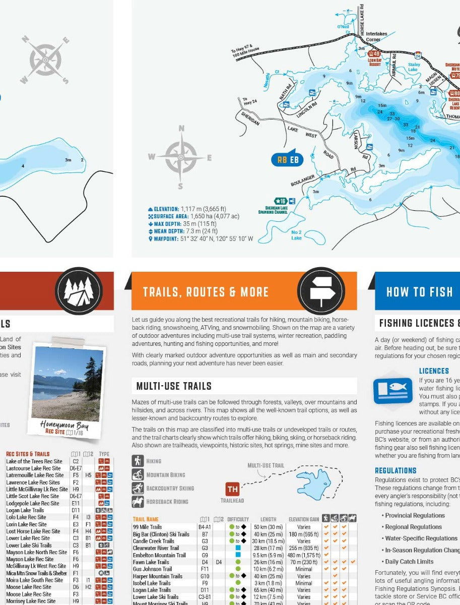 BC Fishing Highway 24 and The Land of Hidden Waters - Recreation Map - Backroad Maps