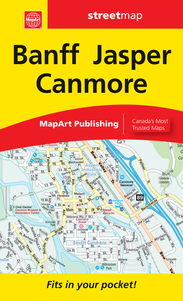 Banff, Jasper & Canmore (AB) Street Map - Pocket Size -  MapArt