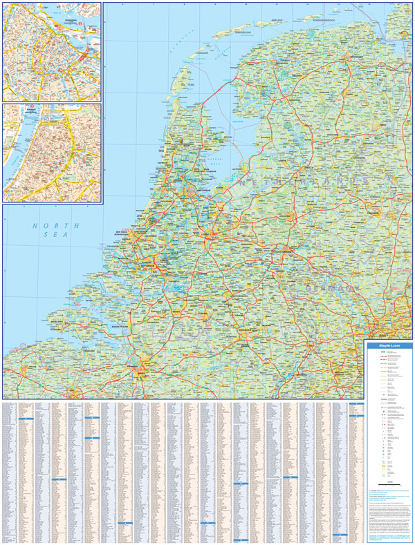 Benelux (Belgium, Netherlands, Luxembourg) Road Map -  MapArt