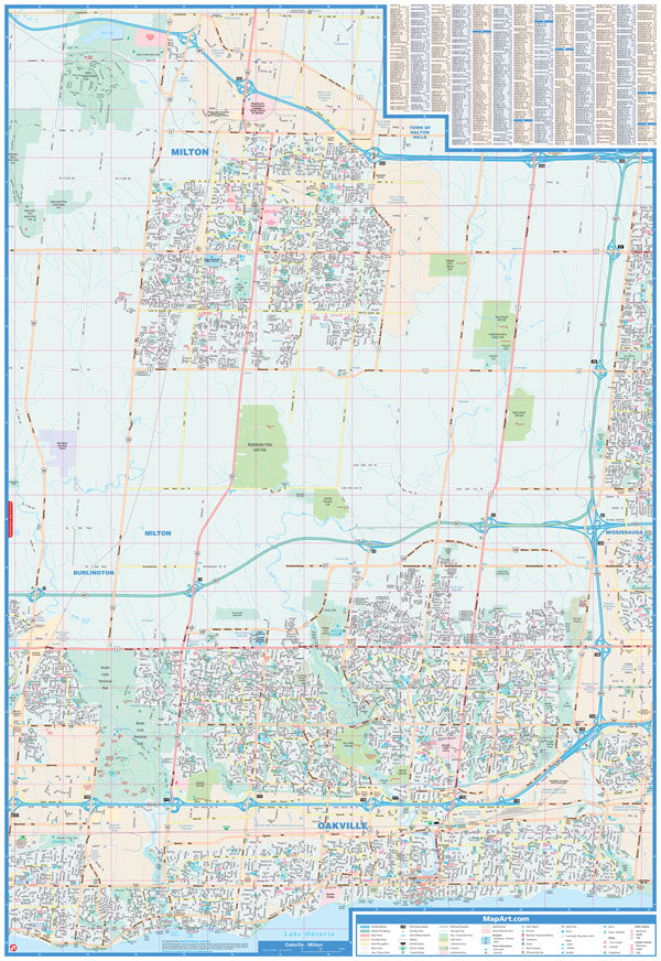 Burlington, Milton & Oakville (ON) Street Map -  MapArt