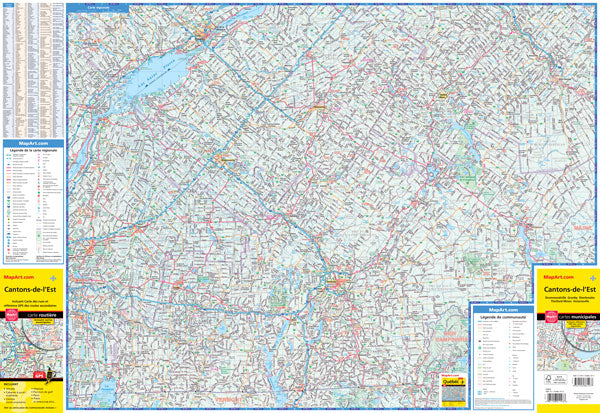 Cantons-de-l'Est (QC) Road Map - French -  MapArt