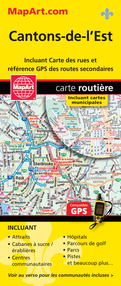 Cantons-de-l'Est (QC) Road Map - French