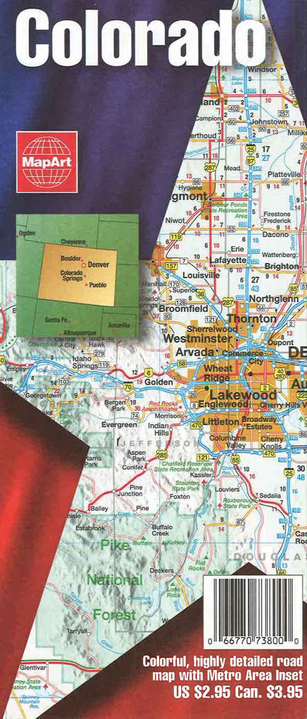 Colorado State Road Map -  MapArt