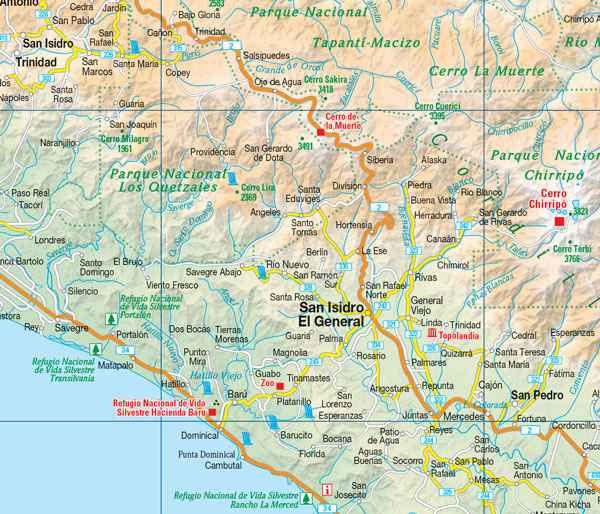 Costa Rica Deluxe Road Map -  MapArt