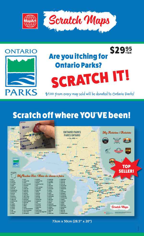 Ontario Provincial Parks Scratch Wall Map 28.5x20 -  MapArt