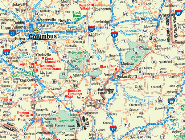 Eastern United States USA Road Map