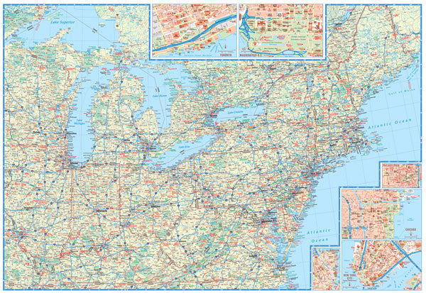 Eastern United States USA Road Map