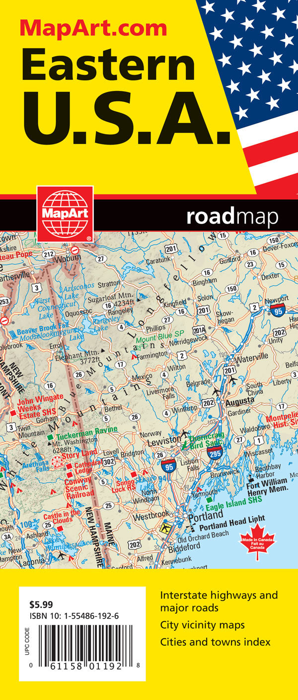 Eastern United States USA Road Map