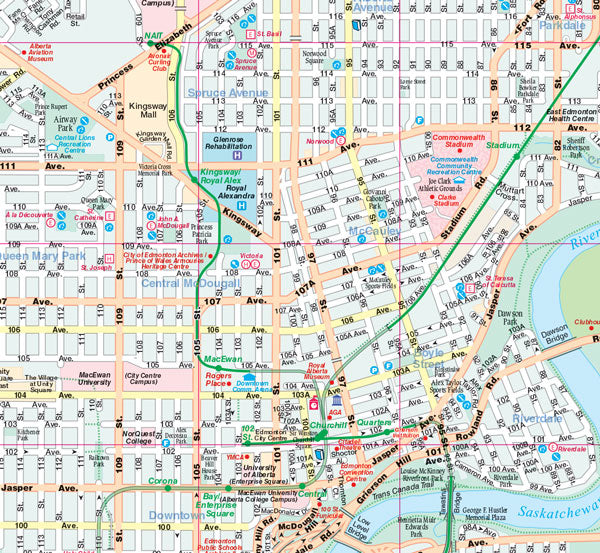Edmonton Central (AB) Street Map Fast Track - Laminated -  MapArt