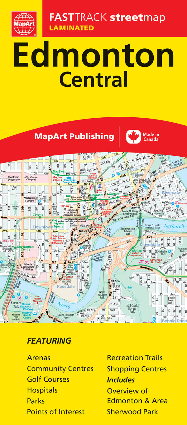 Edmonton Central (AB) Street Map Fast Track - Laminated -  MapArt