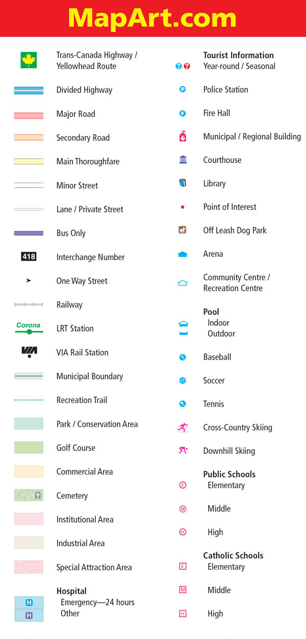 Edmonton Central (AB) Street Map Fast Track - Laminated -  MapArt