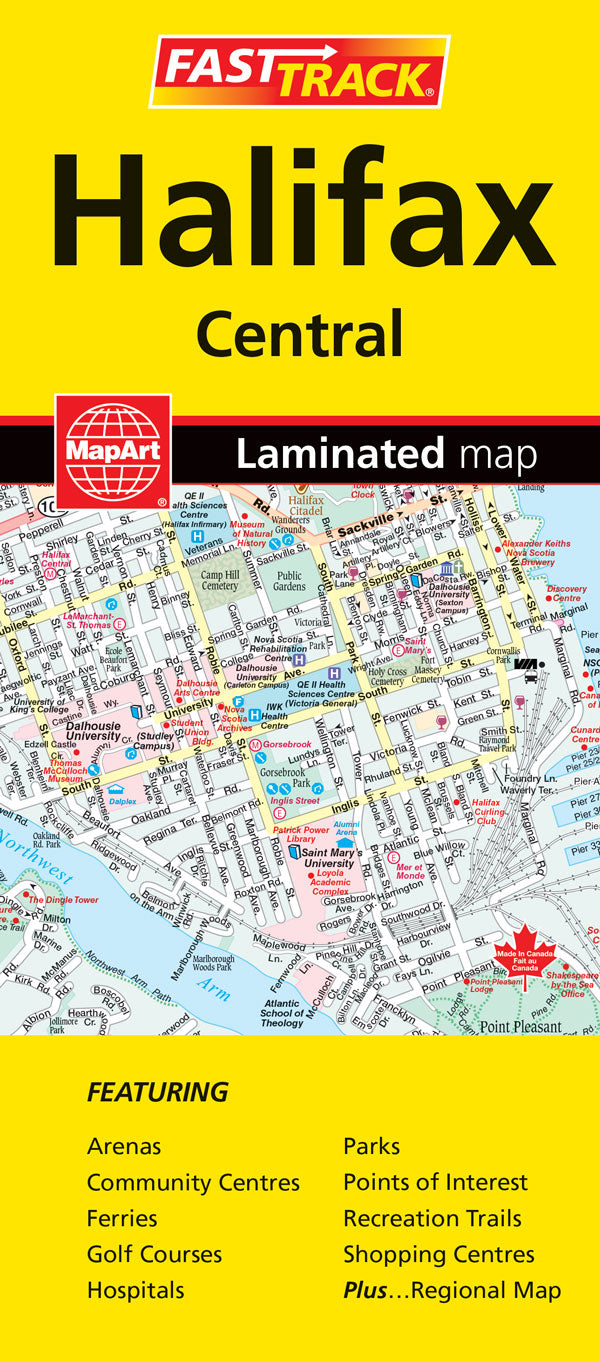 Halifax (NS) Street Map Fast Track - Laminated -  MapArt