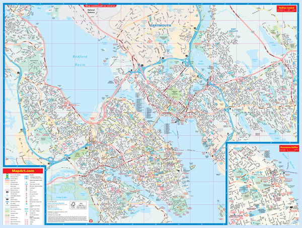 Halifax (NS) Street Map Fast Track - Laminated -  MapArt
