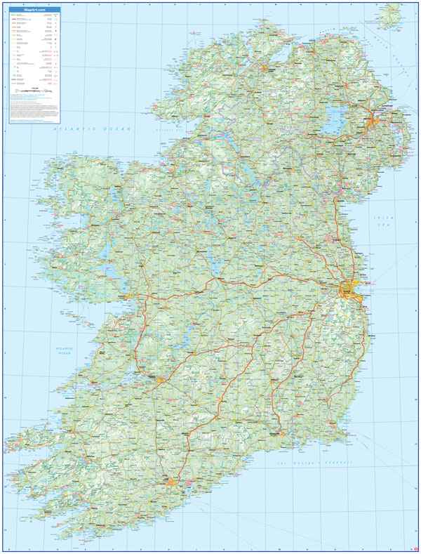 Ireland Deluxe Road Map -  MapArt