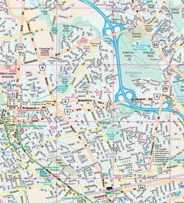 Kitchener, Cambridge & Waterloo (ON) Street Map -  MapArt