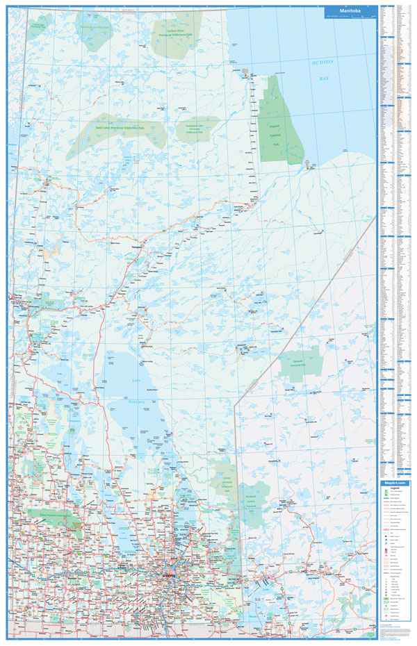 Manitoba / Saskatchewan 38x59 Wall Map - Laminated -  MapArt