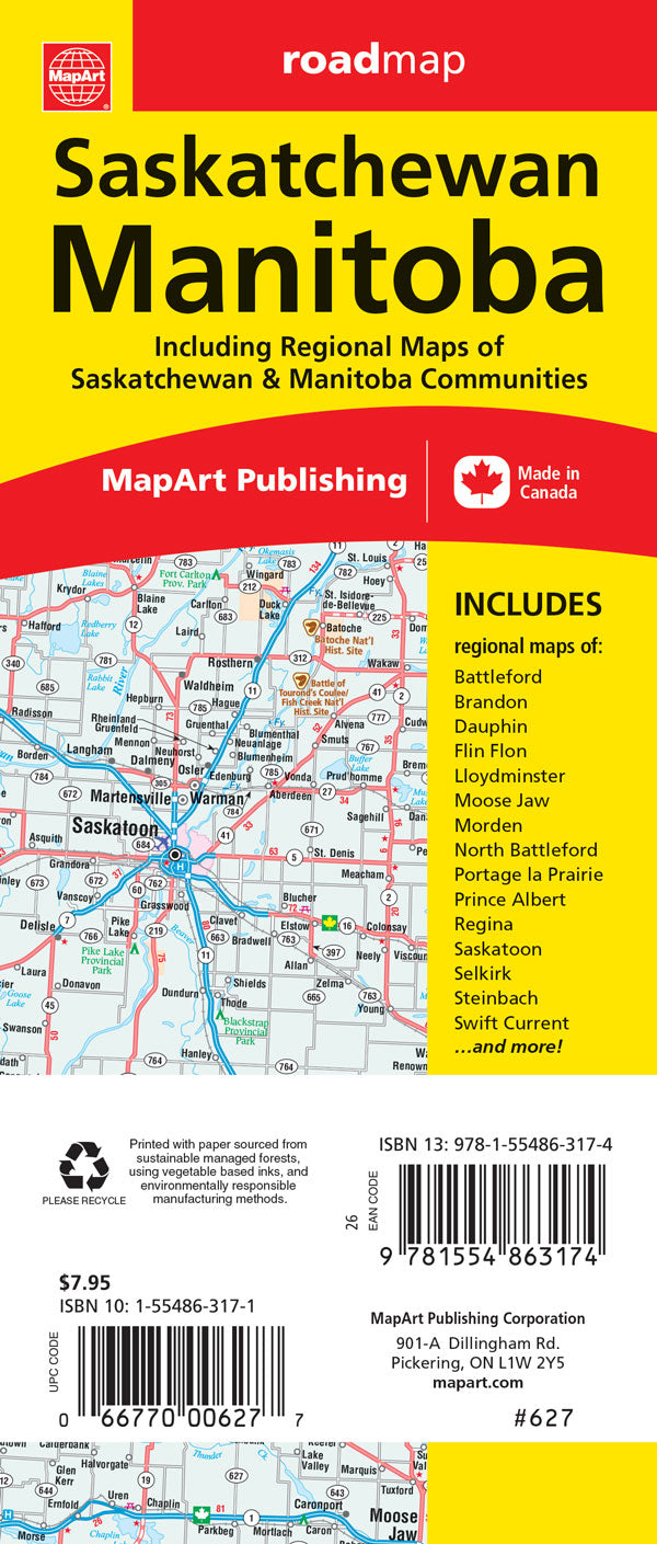 Manitoba & Saskatchewan Road Map