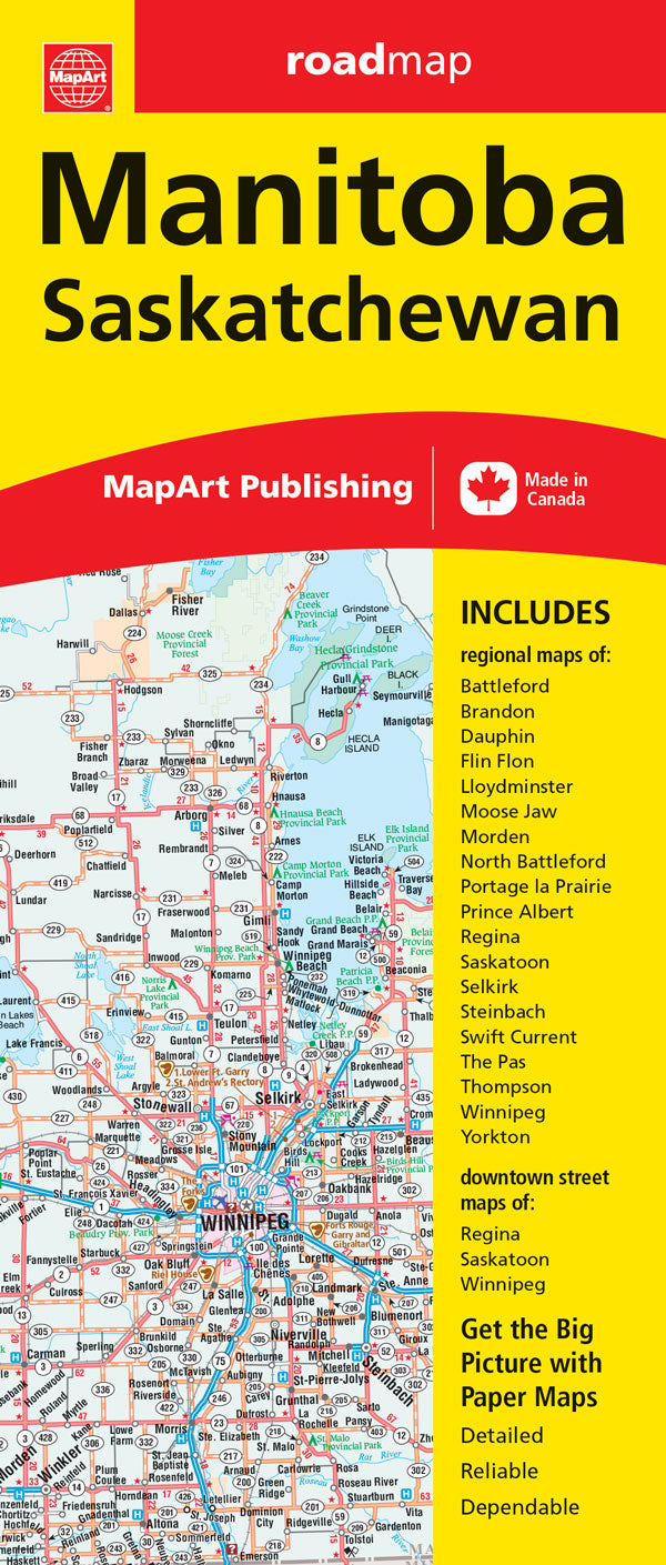 Manitoba & Saskatchewan Road Map