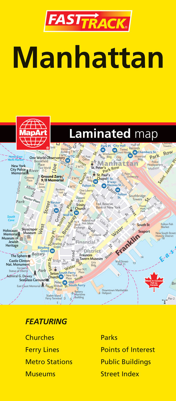 Manhattan (USA) Fast Track Map - Laminated -  MapArt