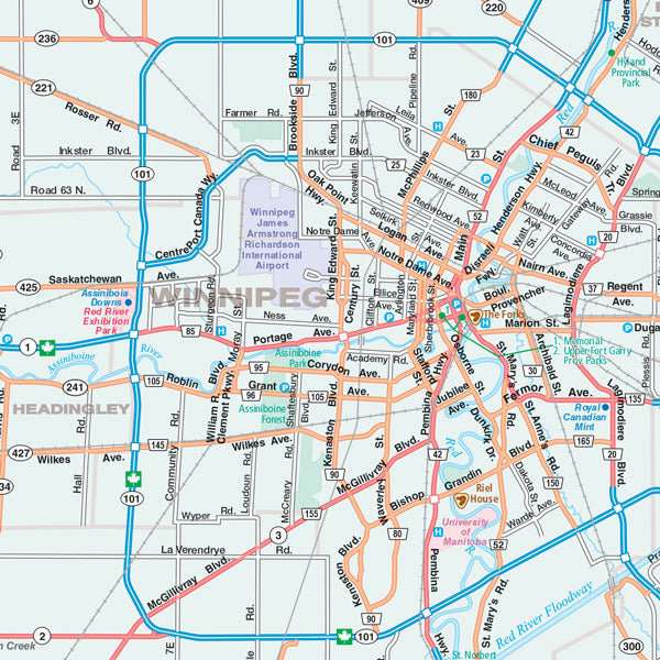 Manitoba Road Map Fast Track - Laminated -  MapArt
