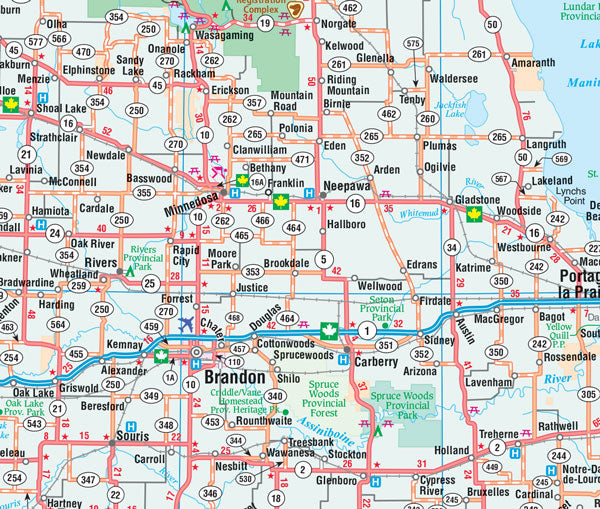 Manitoba Road Map Fast Track - Laminated -  MapArt