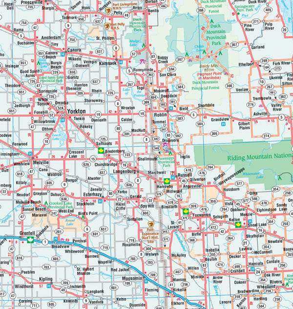 Manitoba & Saskatchewan Road Map