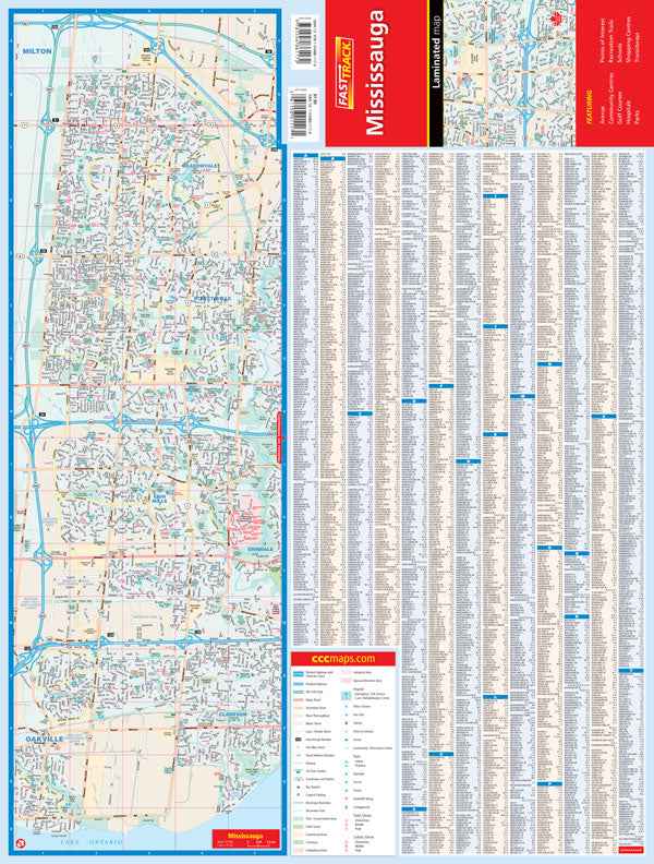 Mississauga (ON) Fast Track Map - Laminated -  MapArt