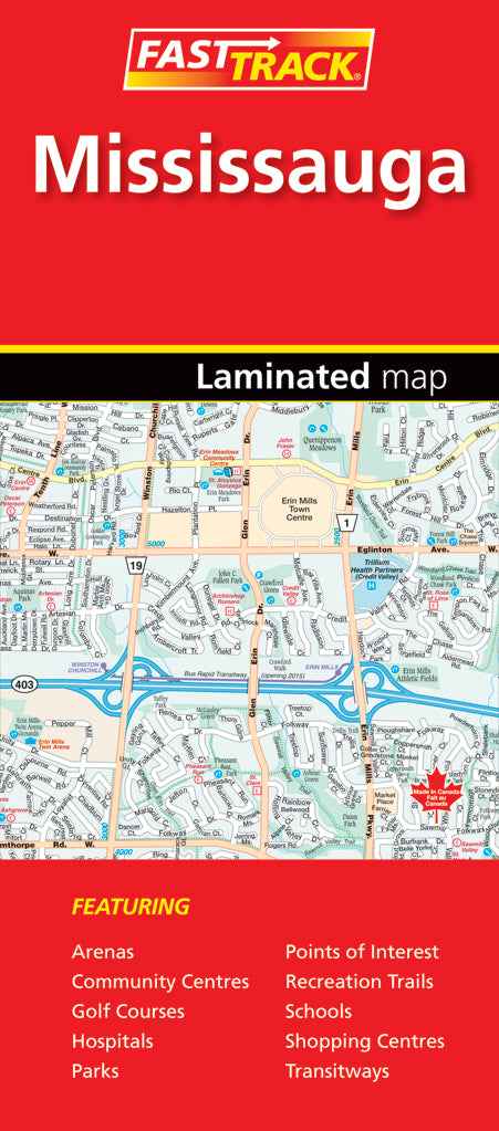 Mississauga (ON) Fast Track Map - Laminated -  MapArt