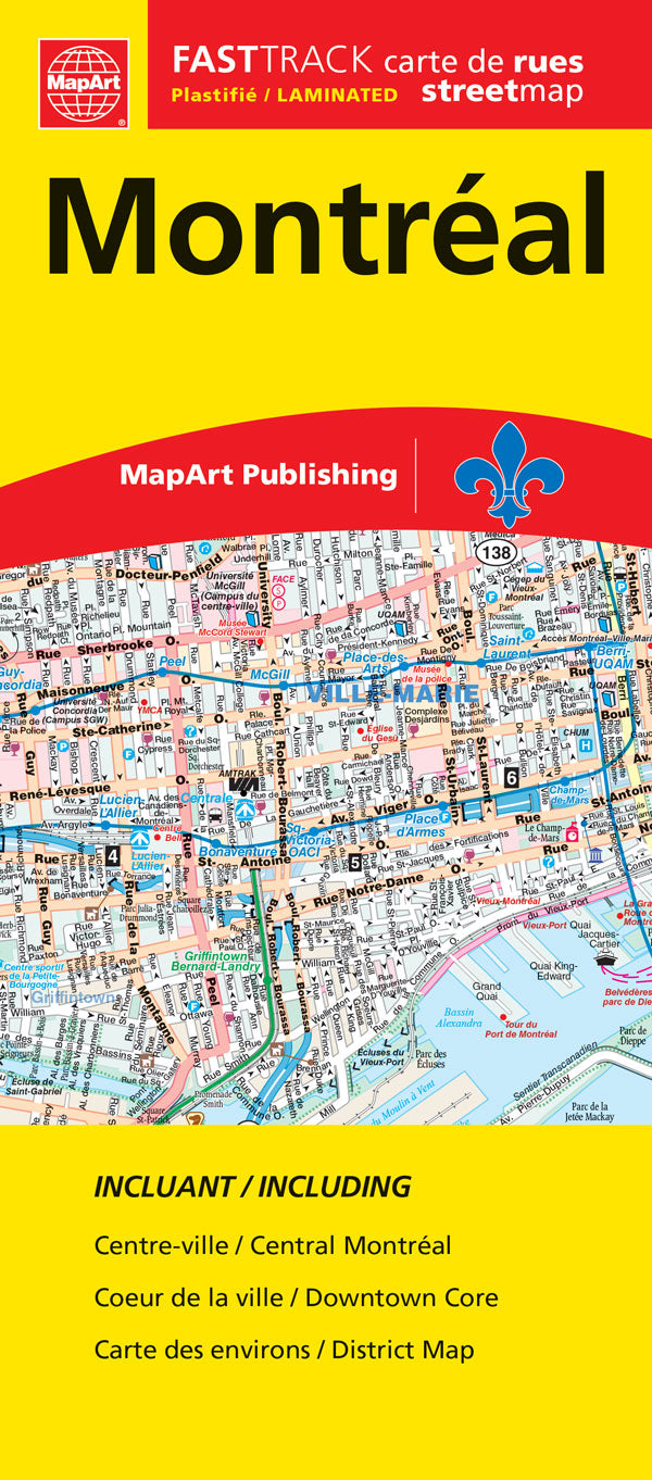 Montréal (QC) Street Map Fast Track - Laminated -  MapArt