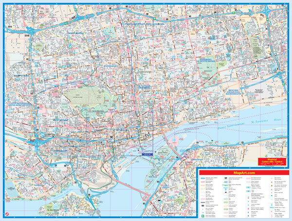 Montréal (QC) Street Map Fast Track - Laminated -  MapArt