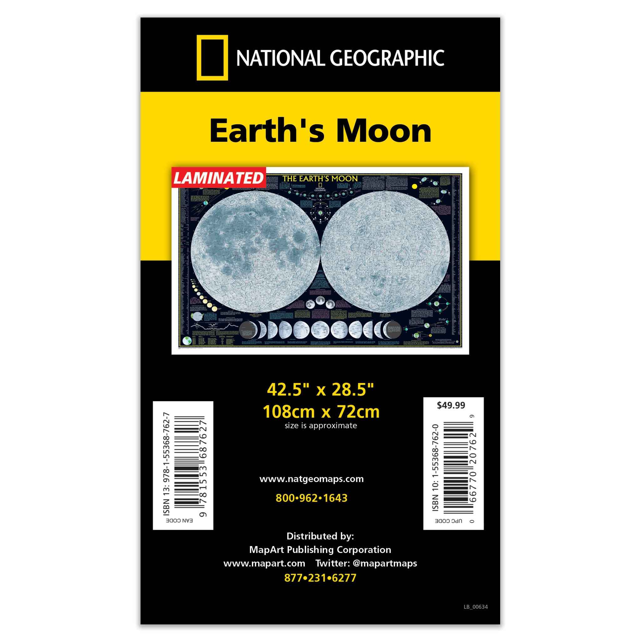 Earth's Moon Wall Map 42.5x28.5 - Laminated -  MapArt