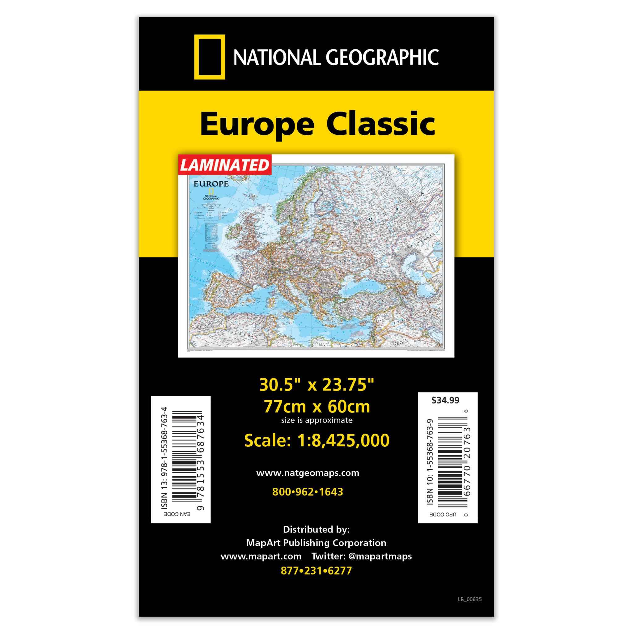 Europe Classic Wall Map 30.5x23.75 - Laminated -  MapArt