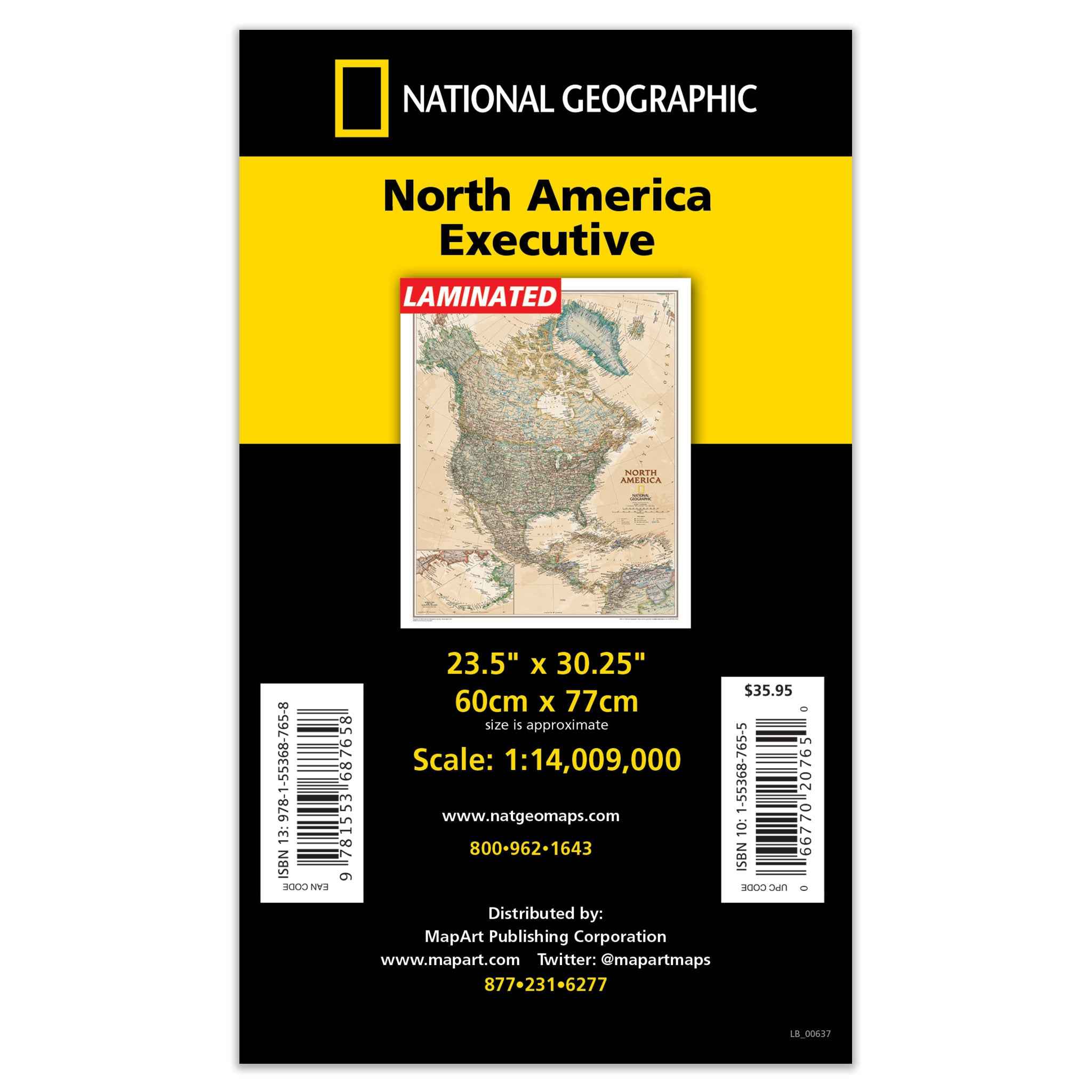 North America Executive Wall Map 23.5x30.5 - Laminated -  MapArt