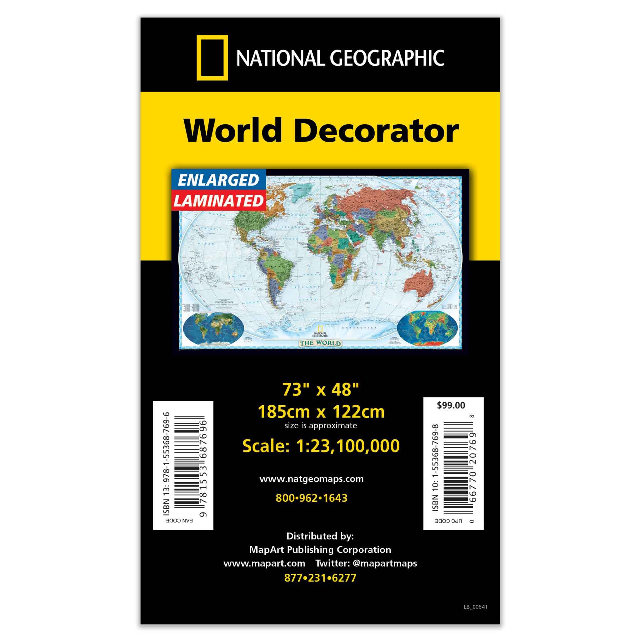 World Decorator Wall Map 73x48 - Laminated (Enlarged) -  MapArt